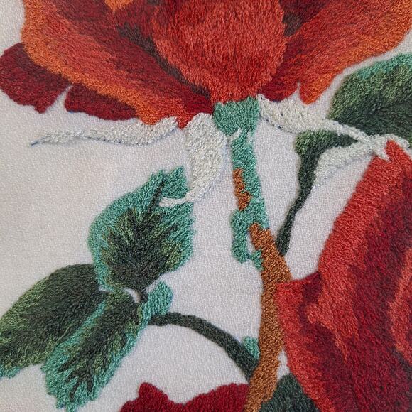 Vintage rose embroidery on silk art floral framed Wall Art 16x12 - Picture 4 of 5